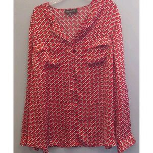 Jones New York Women's Blouse‎ SZ 22w Orange Pockets Office Career Professional